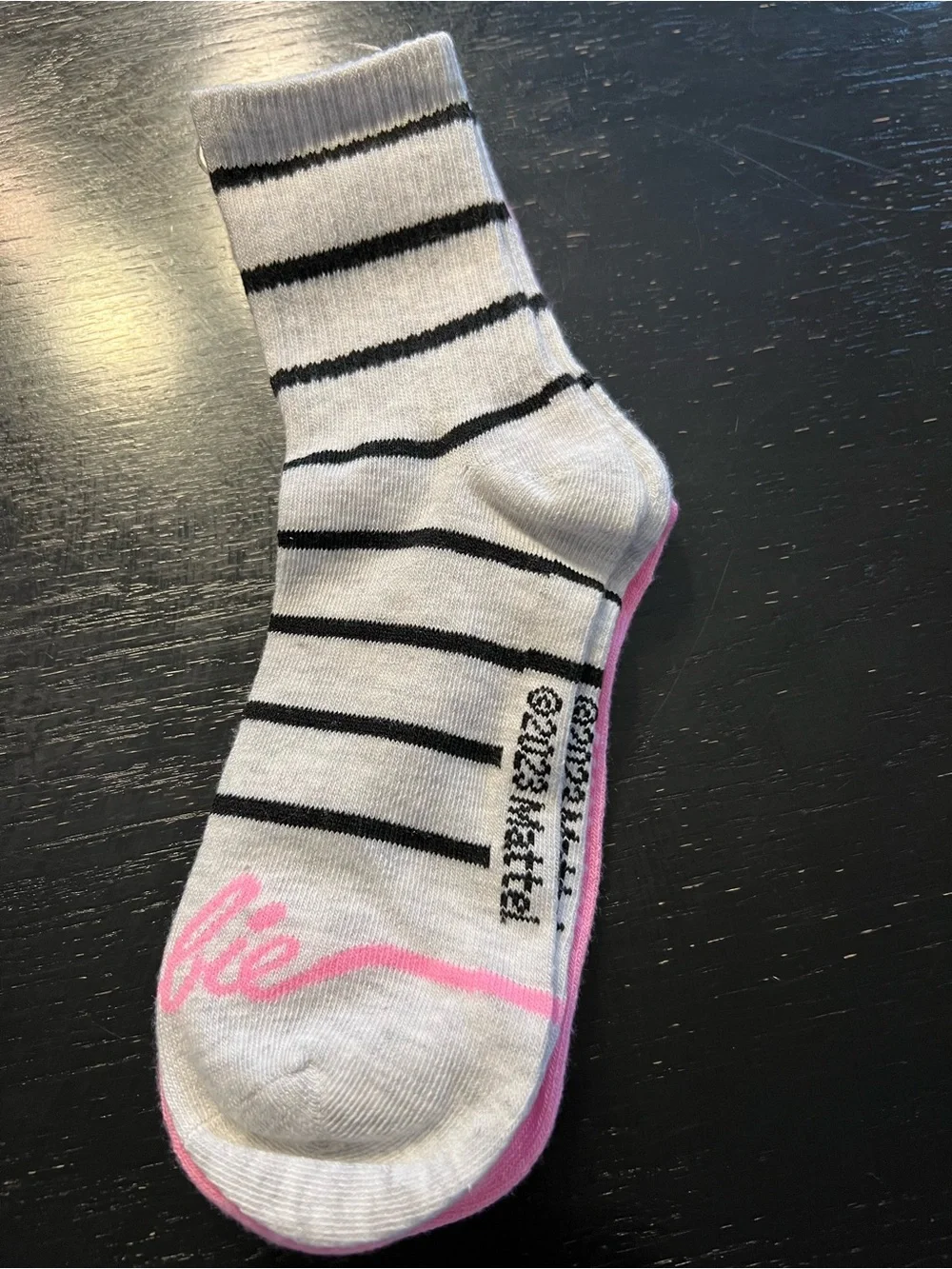 Barbie Pink Crew Socks with White Script Logo